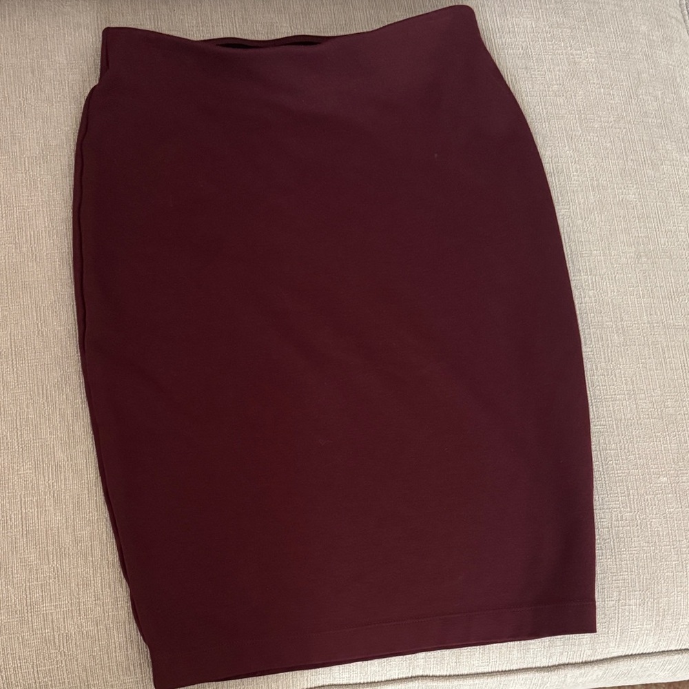 Sunday Best Deep Burgundy Ponte Pencil Skirt